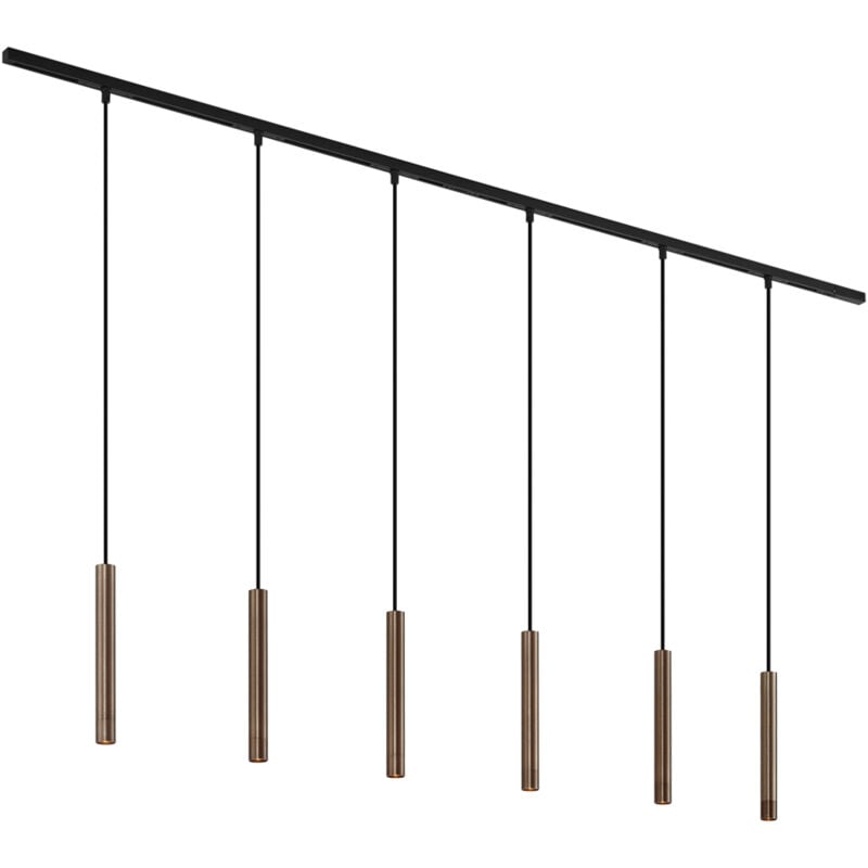 Qazqa - Système d'éclairage sur rail moderne avec 6 Suspension bronze monophasé - Slimline Keno