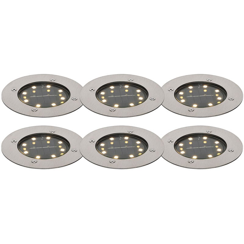Terry - led Spot encastrable de sol solaire - 1 lumière - ø 12 cm - Acier - Moderne - éclairage extérieur - Qazqa