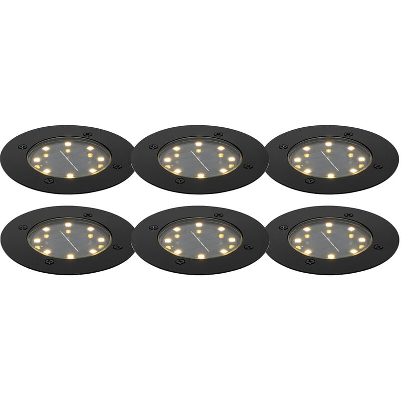 Terry - led Spot encastrable de sol solaire - 1 lumière - ø 12 cm - Noir - Moderne - éclairage extérieur - Qazqa