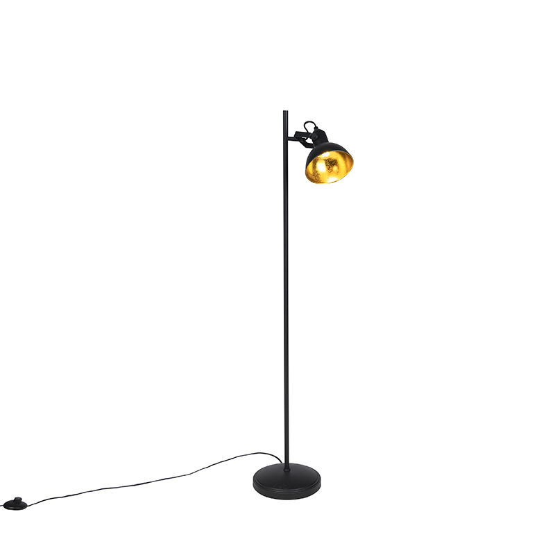 tommy fl - lampadaire industriel 1 lumiere h 1200 mm noir rustique eclairage interieur salon | chambre qazqa