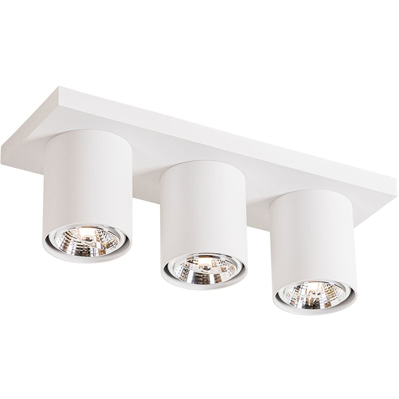 Qazqa - tubo - Spot plafond, plafonnier - 3 lumière - l 36 cm - Blanc - Moderne - éclairage intérieur - Salon i Chambre i Cuisine i Salle à manger
