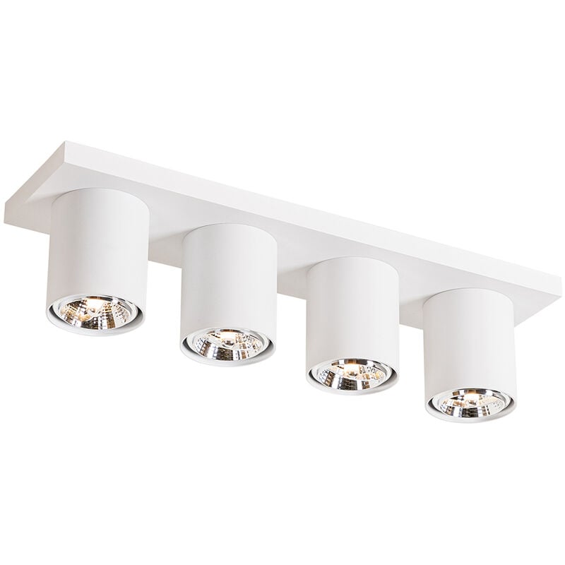 Qazqa - tubo - Spot plafond, plafonnier - 4 lumière - l 48 cm - Blanc - Moderne - éclairage intérieur - Salon i Chambre i Cuisine i Salle à manger