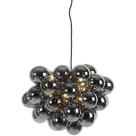 QAZQA uvas - LED Dimmable Suspension variateur inclus - 8 lumière - Ø 500 mm - Noir - Art Deco - éclairage intérieur - Salon I Chambre