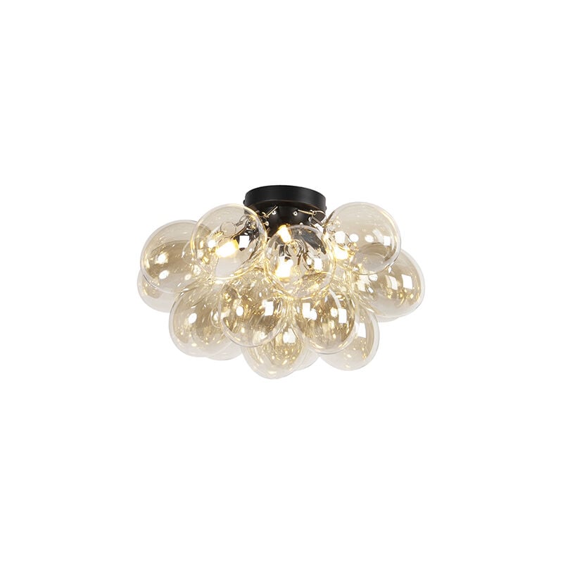 Qazqa - uvas - Plafonnier - 4 lumière - ø 400 mm - Noir et Or - Art Deco, Design - éclairage intérieur - Salon i Chambre i Cuisine i Salle à manger