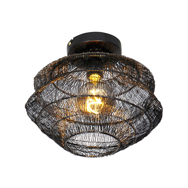 Qazqa - vadi - Plafonnier - 1 lumière - ø 250 mm - Noir - Oriental - éclairage intérieur - Salon i Chambre i Cuisine i Salle à manger