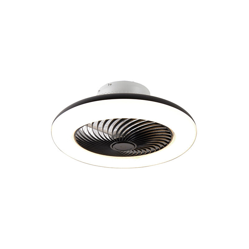 Qazqa - Ventilatori da soffitto clima - Design - Alluminio,Plastico,Acciaio - Nero - Tondo (non sostituibile) led Max. 1 x 40 Watt