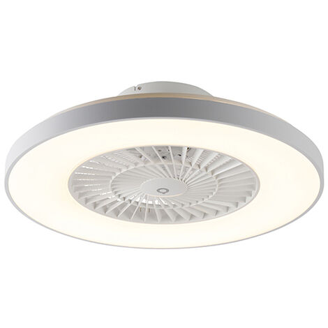 main image of "QAZQA + Ventilatori da soffitto climo - Moderno - Alluminio,Plastico,Acciaio - Bianco - Tondo (non sostituibile) LED Max. 1 x 40 Watt"
