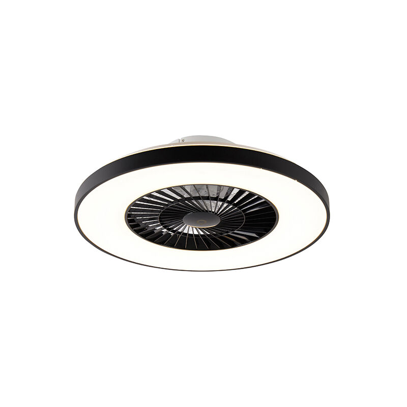 Qazqa - Ventilatori da soffitto climo - Moderno - Alluminio,Plastico,Acciaio - Nero - Tondo (non sostituibile) led Max. 1 x 40 Watt - Nero