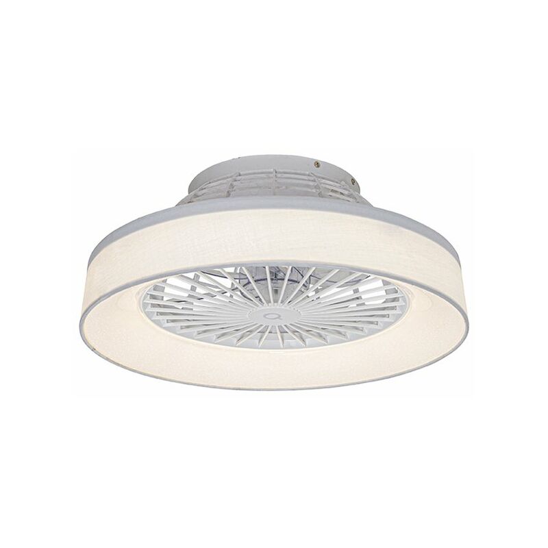 Image of QAZQA Ventilatori da soffitto emily - Moderno - Acciaio,Plastico,Tessuto - Bianco - Tondo (non sostituibile) LED Max. 1 x 30 Watt - Bianco