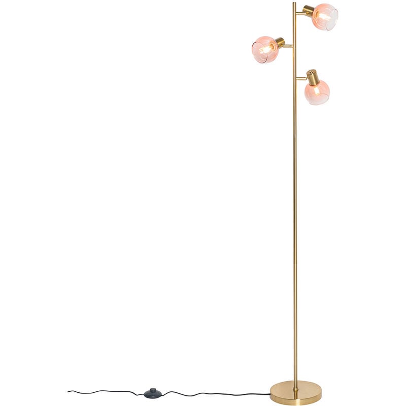 Vidro - Lampadaire - 3 lumière - h 150 cm - Rose - Art Deco - éclairage intérieur - Salon i Chambre i Cuisine i Salle à manger - Qazqa