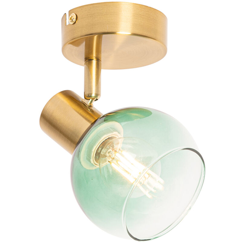 Vidro - Spot plafond, plafonnier - 1 lumière - l 10 cm - Vert - Art Deco - éclairage intérieur - Salon i Chambre i Cuisine i Salle à manger - Qazqa