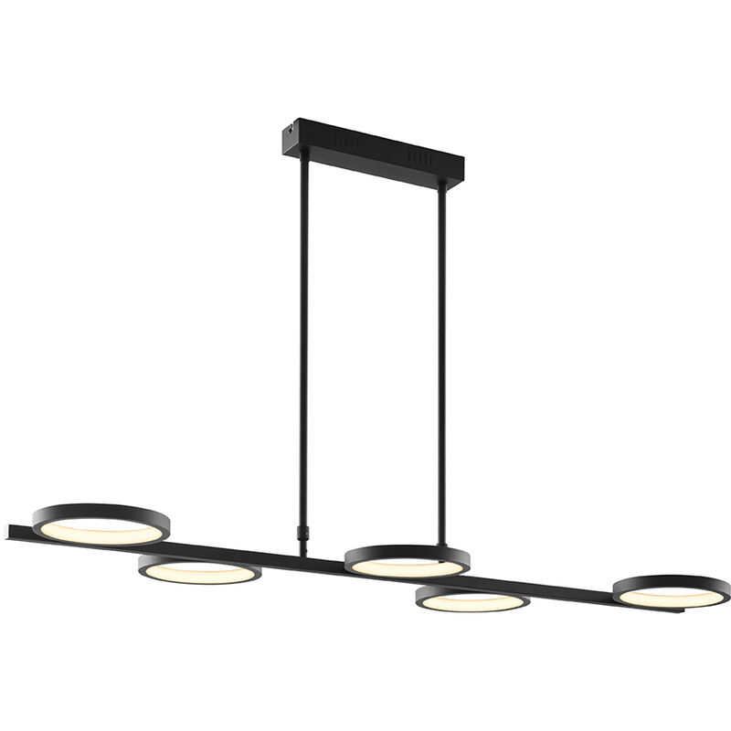 Vive - led Dimmable Suspension variateur inclus - 5 lumière - l 120 cm - Noir - Moderne - éclairage intérieur - Salon i Chambre i Cuisine i Salle à