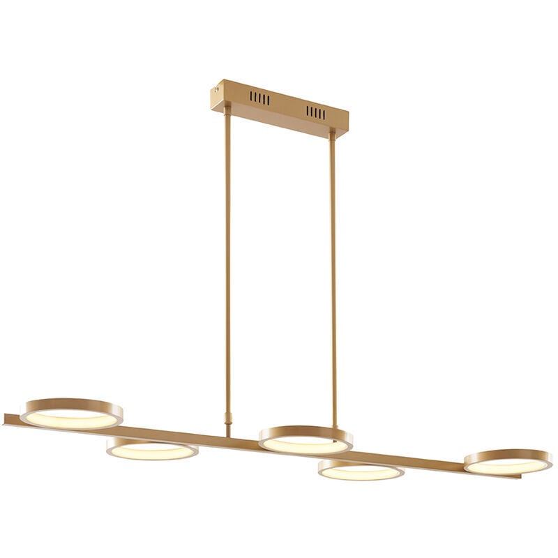Vive - led Dimmable Suspension multiples variateur inclus - 5 lumière - l 120 cm - Doré - Moderne - éclairage intérieur - Salon i Chambre i Cuisine i