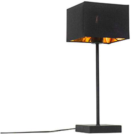 QAZQA vt - Lampe de table avec abat-jour Moderne - 1 lumière - L 17 cm - Noir - Moderne - Éclairage intérieur - Salon I Chambre I Cuisine I Salle à manger - Noir