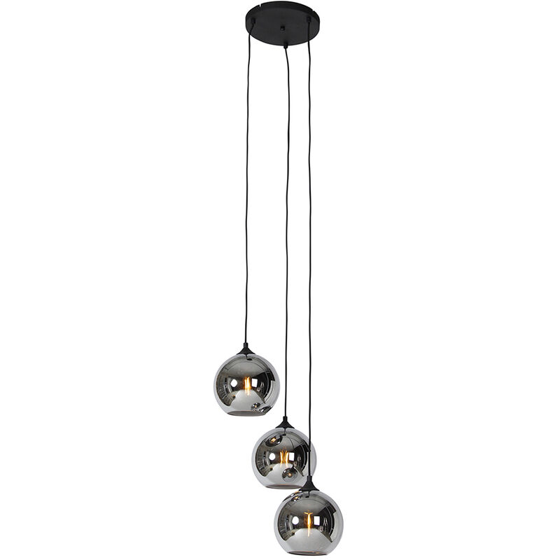 QAZQA wallace - Suspension - 3 lumière - Ø 35 cm - Gris - Art Deco - éclairage intérieur - Salon I Chambre I Cuisine I Salle à manger