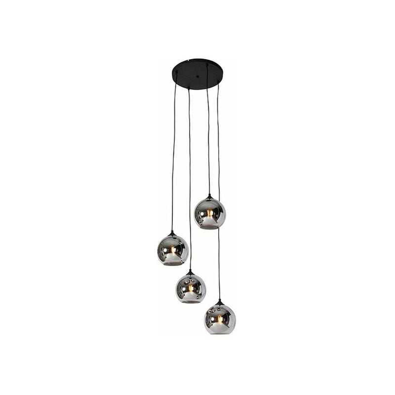 Wallace - Suspension - 4 lumière - ø 50 cm - Gris - Art Deco - éclairage intérieur - Salon i Chambre i Cuisine i Salle à manger - Qazqa