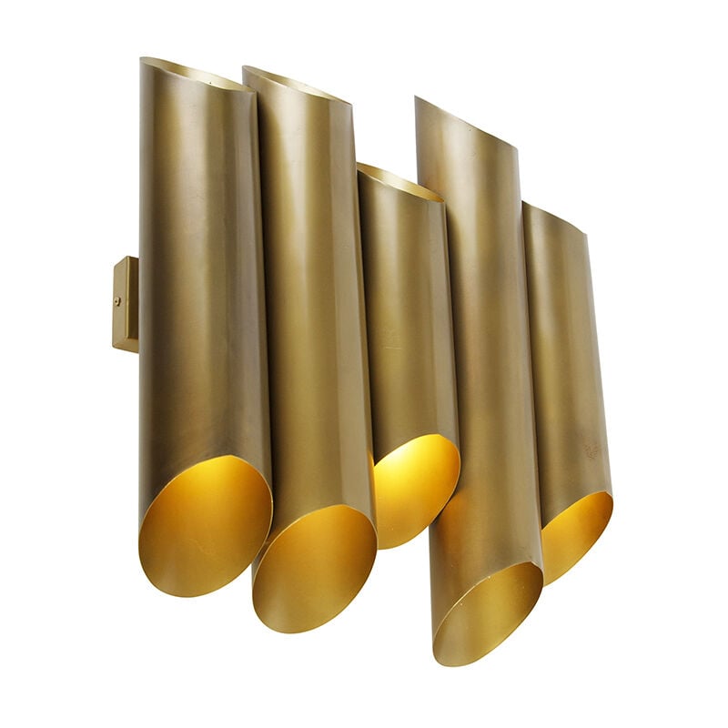 Whistle - Applique murale - 10 lumière - l 50 cm - Doré/Laiton - Rustique - éclairage intérieur - Salon i Chambre i Cuisine i Salle à manger - Qazqa