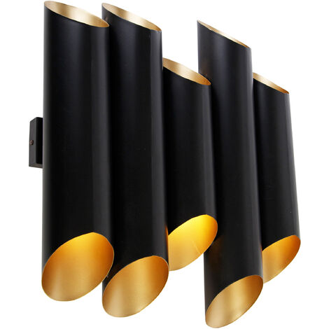 QAZQA whistle - Applique murale Moderne - 10 lumière - L 50 cm - Noir - Moderne - Salon I Chambre I Cuisine I Salle à manger - Noir