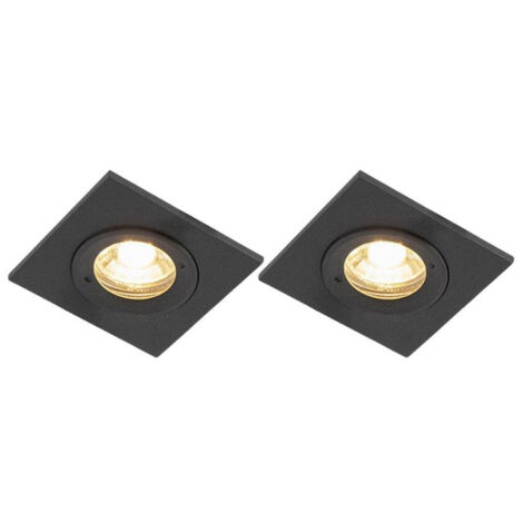 QAZQA Xena Spot encastrable - lot de 2 - 8x8cm - IP44 - Carré - Noir