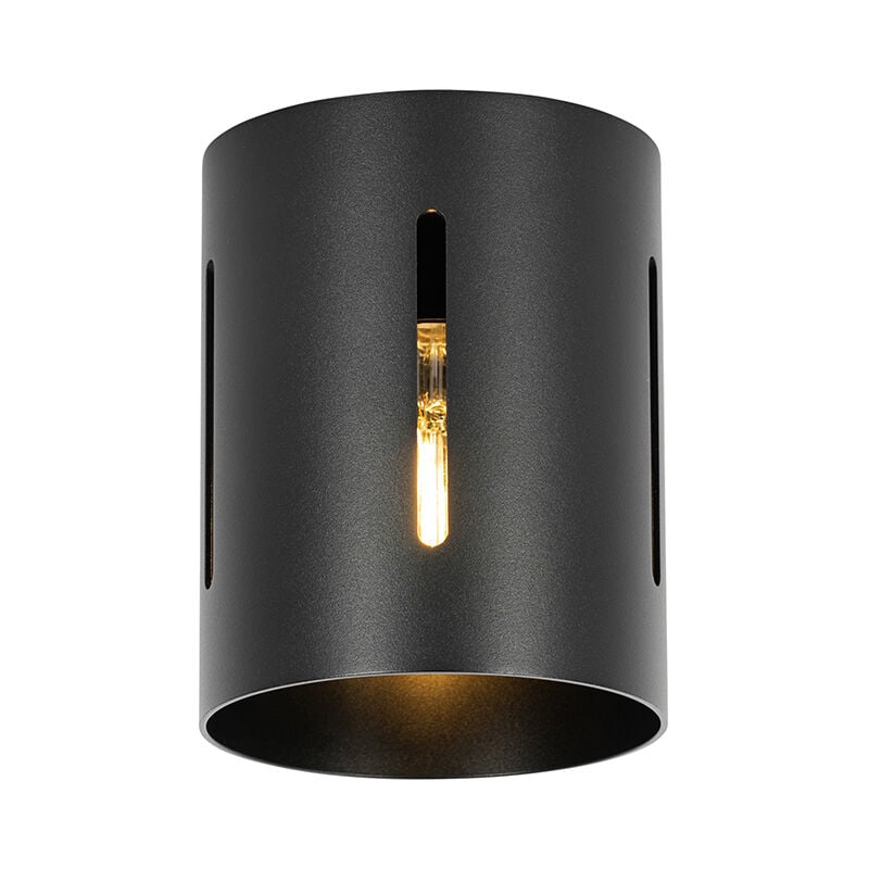 QAZQA yana - Spot plafond, plafonnier - 1 lumière - Ø 13 cm - Noir - Design - éclairage intérieur - Salon I Chambre I Cuisine I Salle à manger