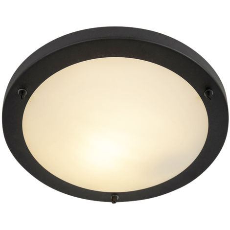 QAZQA yuma - Plafonnier - 1 lumière - Ø 310 mm - Noir - Moderne - éclairage extérieur - Salle de bains