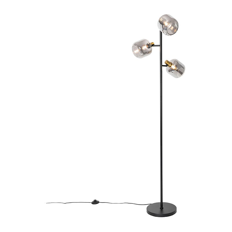 Zuzanna - Lampadaire - 3 lumière - h 160 cm - Noir et Or - Moderne - éclairage intérieur - Salon i Chambre i Cuisine i Salle à manger - Qazqa