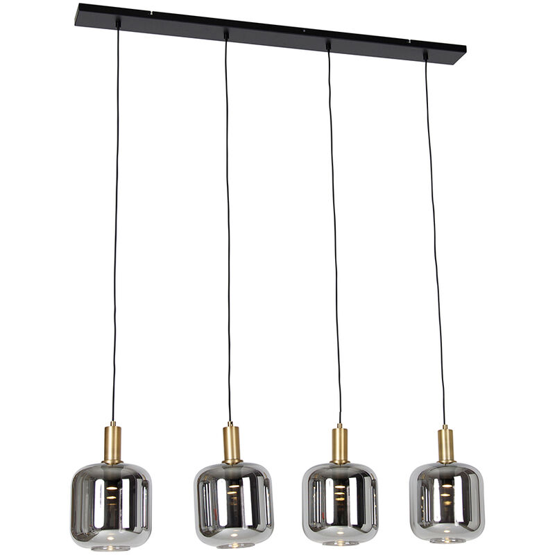 QAZQA zuzanna - LED Suspension multiples - 4 lumière - L 120 cm - Noir et Or - Design - éclairage intérieur - Salon I Chambre I Cuisine I Salle à