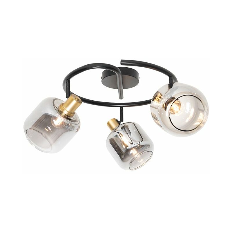 Zuzanna - Spot plafond, plafonnier - 3 lumière - ø 67.5 cm - Noir et Or - Moderne - éclairage intérieur - Salon i Chambre i Cuisine i Salle à manger