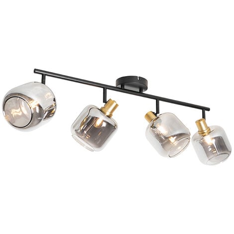 QAZQA zuzanna - Spot plafond, plafonnier - 4 lumière - L 102 cm - Noir et Or - Moderne - éclairage intérieur - Salon I Chambre I Cuisine I Salle à manger