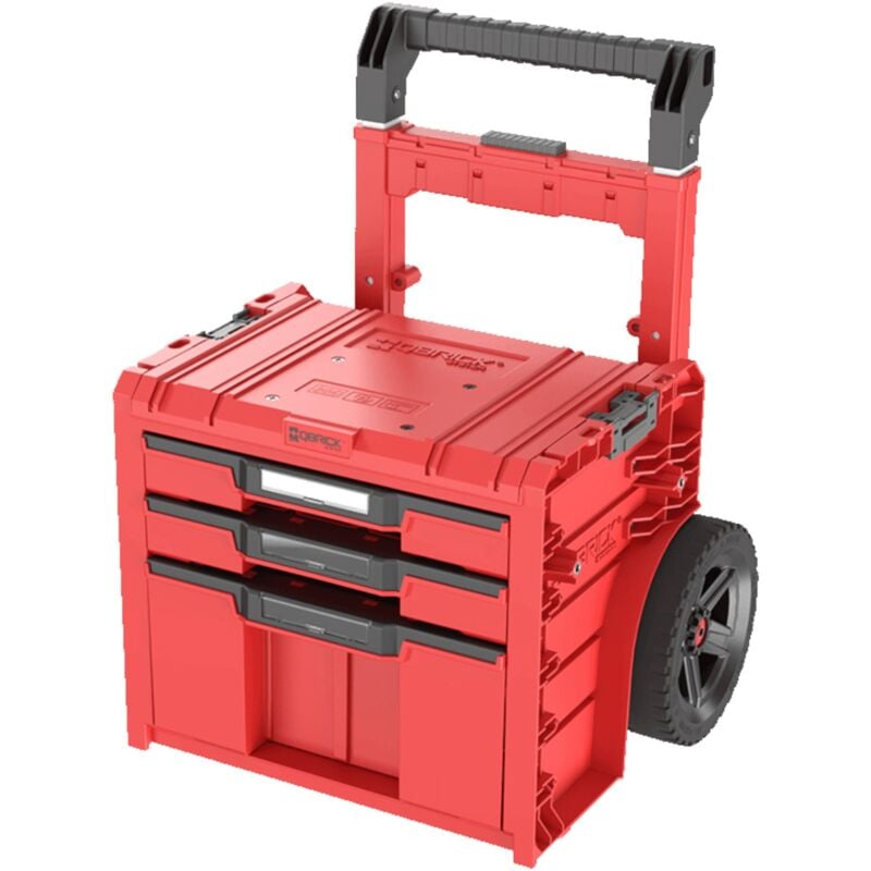 Qbrick - System pro Cart 2.0 Plus Drawer 3 Red Ultra hd Boîte mobile personnalisée sur roulettes 520 x 415 x 660 mm 12 l 2x 4,5 l poignée