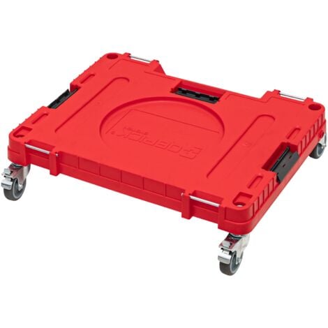 Qbrick System ONE Transportplattform 2.0 Workshop RED Ultra HD 625 x 503 x 160 mm 120 kg mit Schwenkrädern aus Metall und Bremse
