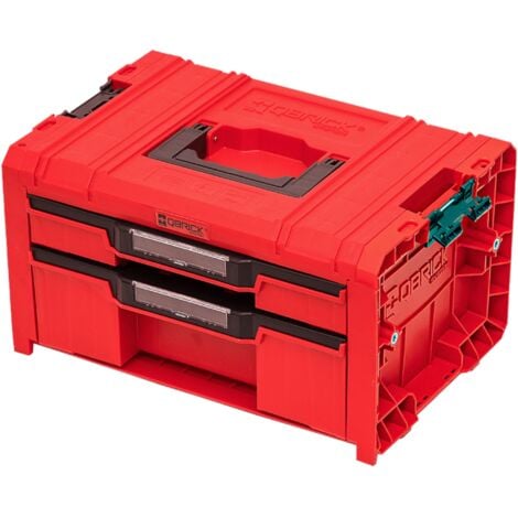 Qbrick System PRO Drawer 2 Toolbox 2.0 Expert RED ULTRA HD Werkzeugkoffer 450 x 310 x 244 mm 14 l stapelbar IP54 mit 2 Schubladen