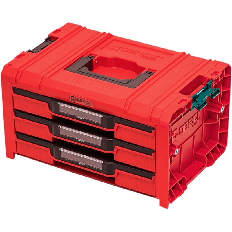 Qbrick System PRO Drawer 3 Toolbox 2.0 Expert RED ULTRA HD Mallette à outils 450 x 310 x 244 mm 13,5 l empilable IP54 avec 3 tiroirs