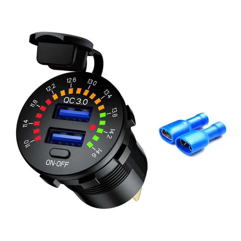 Charge rapide 3.0 double prise de chargeur USB, imperméable à l'eau 12V /  24V prise USB Qc 3.0 double chargeur avec interrupteur tactile Kit de  bricolage pour voiture, voiturette de golf, bateau