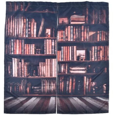 Qcwwy Égayez Votre Pièce avec des Rideaux d'ombrage Imprimés Bibliothèque 3D, 2 Tailles, Rideaux de Chambre à Coucher pour Le Salon, Lavables en Machine, Rayonne Polyester (170  200cm)