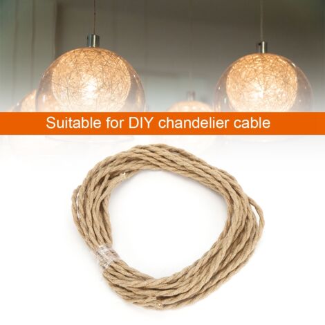 Qcwwy Fil Recouvert de Tissu torsadé, Cordon de Pendentif Léger Vintage Corde de Chanvre Vintage Paire torsadé Calure de Fil de Fil électrique Câble Bricolage (2m / 6,56 pieds)