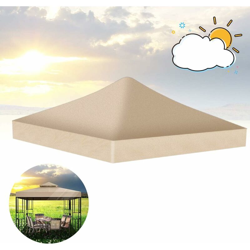 Qdreclod 3 * 3m Toile de Toit de Rechange Pavillon Tonnelle Tente, Toiture de Rechange pour Pavillon, Abris Imperméables de Tente de Soleil de Patio