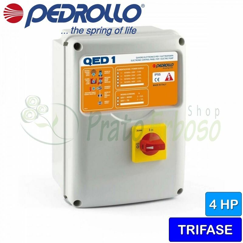 

Pedrollo - QED 1-TRI / 1 - Cuadro electrónico para electrobomba trifásica de 4 HP