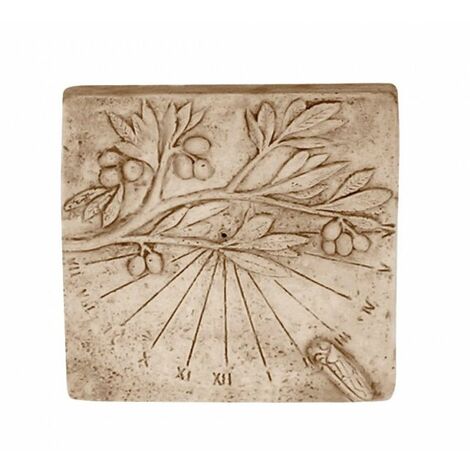 QEM – Cadran solaire en pierre naturelle 25cm – Motif Olivier et Cigale – Accroche murale avec tige en métal – Fabrication française