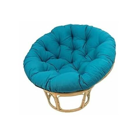 QEM – Coussin pour Papasan 120 cm – Tissu doux bleu – Rembourrage confortable – Confort optimal pour chaises Papasan