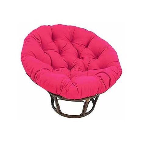 QEM – Fauteuil Papasan en rotin naturel – Base en osier foncé – Coussin rose – Diamètre 100 cm pour confort optimal
