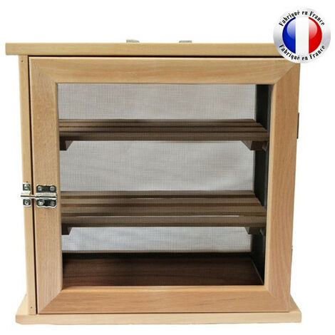 QEM – Garde-manger en bois 206 – Dimensions 43x44x30 cm – 3 étages avec clayettes amovibles – Grillagé pour aération optimale