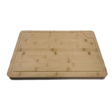 QEM – Planche à découper en bambou massif 45x30 cm – Antibactérien avec rigole à jus – Ergonomique pour découpe précise
