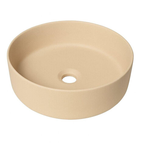 QeramiQ Dely vasque à poser - 36x36x12cm - sans trop-plein - rond - céramique - mat beige