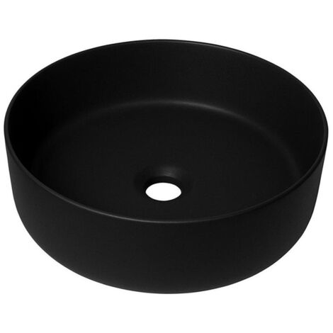 QeramiQ Dely vasque à poser - 36x36x12cm - sans trop-plein - rond - céramique - noir mat
