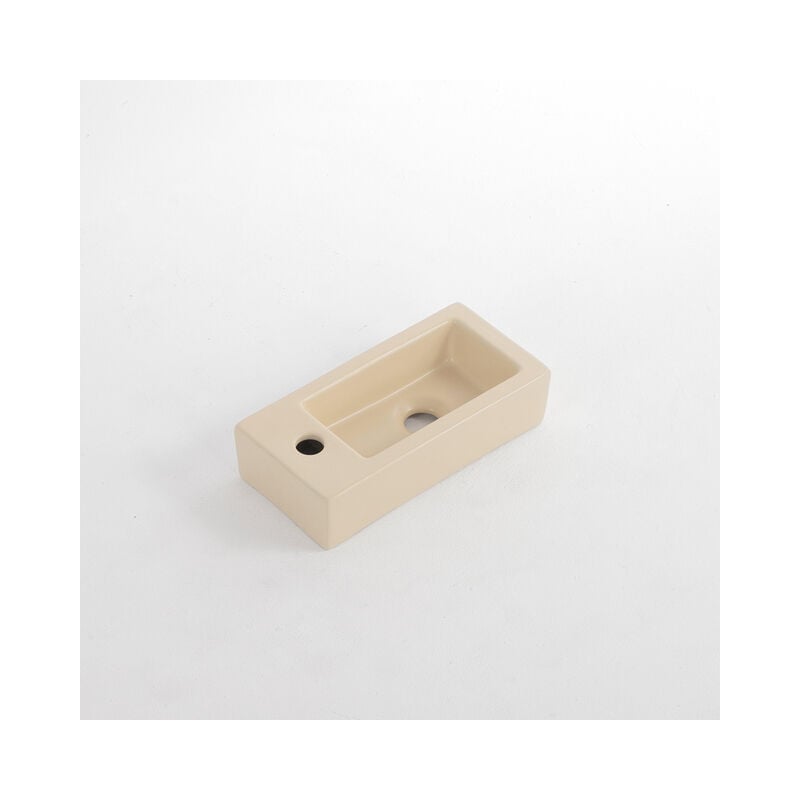 Fortifura Fuente lave-mains - 38x18.5x9 cm - céramique - trou pour robinet à gauche - beige mat