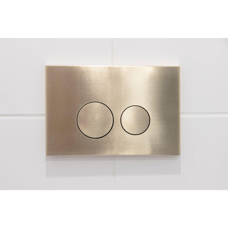 QeramiQ Push Metal Plaque de commande - pour bâti-support Geberit UP320 - double chasse(dualflush ) - boutons ronds - métal doré brossé