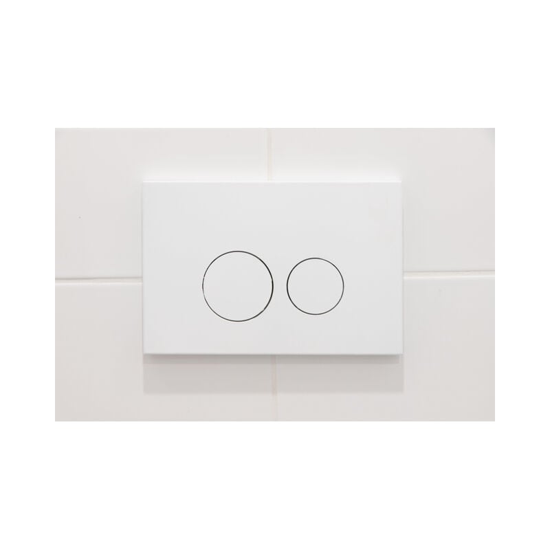QeramiQ Push Plaque de commande DualFlush pour bâti-support Geberit UP320 Métal Rond blanc mat