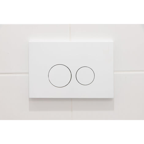 QeramiQ Push Plaque de commande DualFlush pour bâti-support Geberit UP320 Métal Rond blanc mat