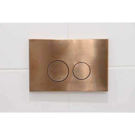QeramiQ Push Plaque de commande DualFlush pour bâti-support Geberit UP320 Métal rond Brushed Brass (doré) - Cuivre